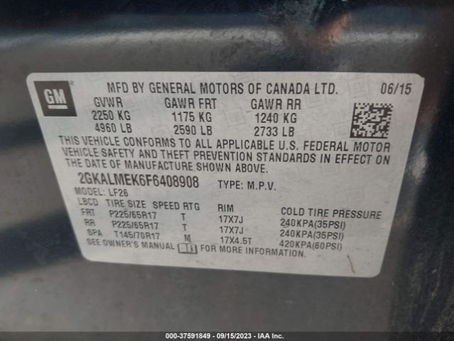 2GKALMEK6F6408908 GMC Terrain Sle