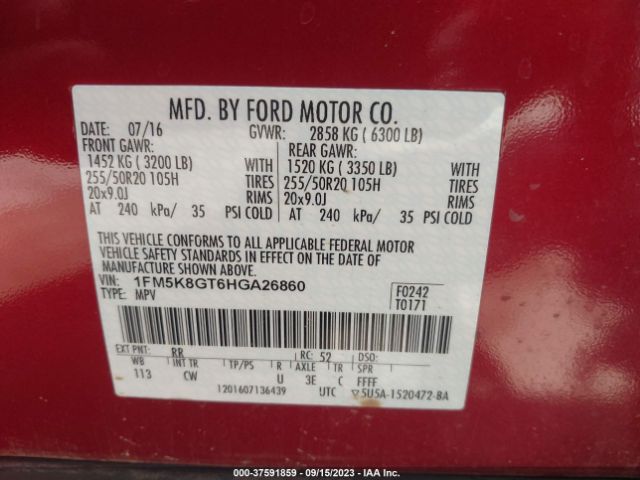 1FM5K8GT6HGA26860 Ford EXPLORER SPORT
