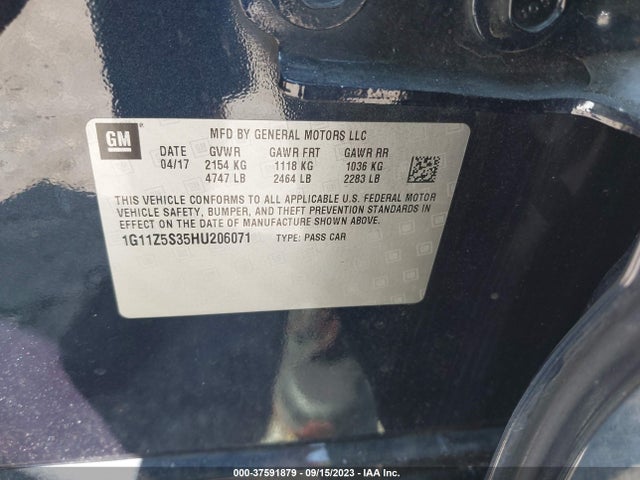 Chevrolet IMPALA LS 2017 1G11Z5S35HU206071 Image 9
