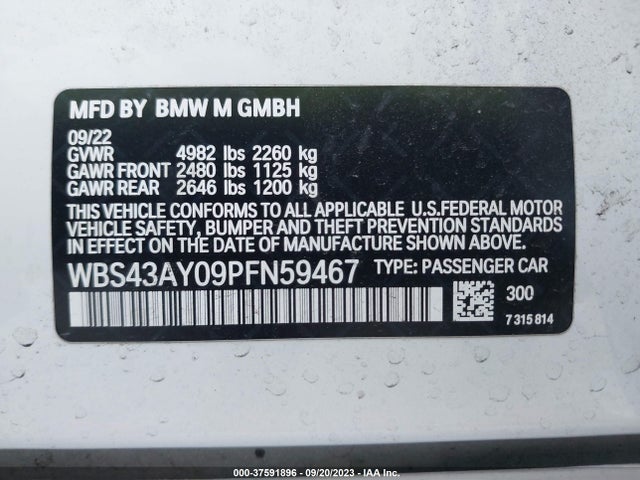 BMW M3 Competition Xdrive 2023 WBS43AY09PFN59467 Image 9