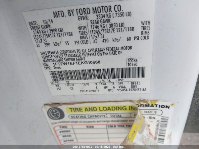1FTFW1EF1EKG10688 Ford F-150 Xl/xlt/stx/fx4/lariat