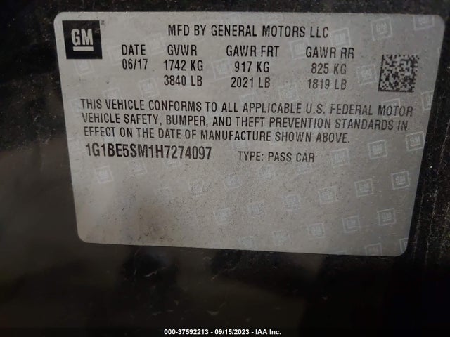 Chevrolet CRUZE LT 2017 1G1BE5SM1H7274097 Image 9
