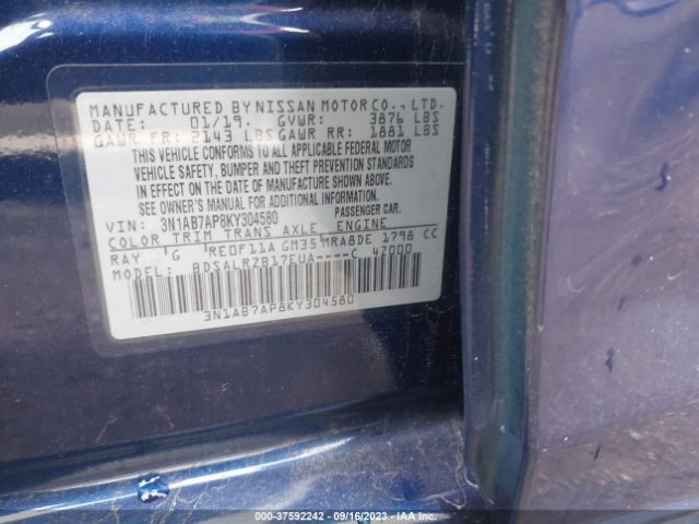 3N1AB7AP8KY304580 Nissan SENTRA SR