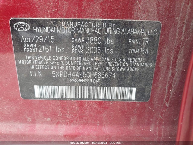 Hyundai ELANTRA SE 2016 5NPDH4AE5GH686674 Image 9