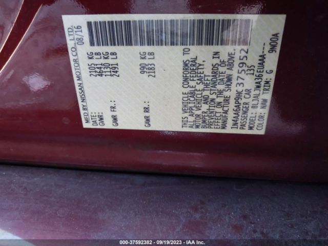 1N4AA6AP9HC375952 Nissan MAXIMA SV