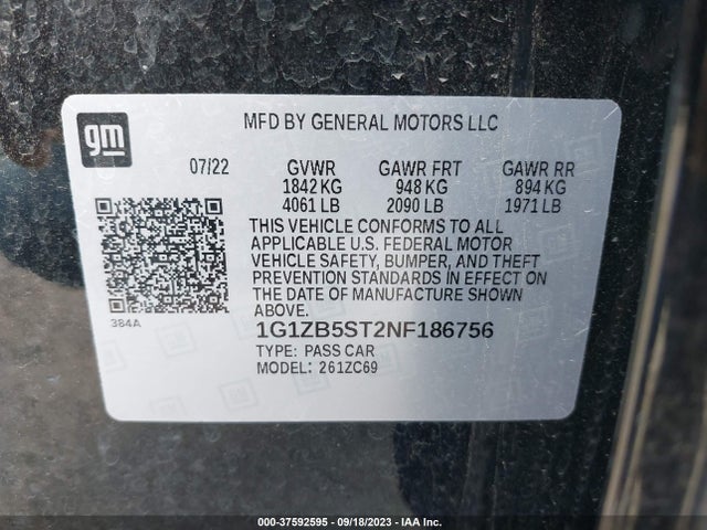 Chevrolet MALIBU LS 2022 1G1ZB5ST2NF186756 Image 9