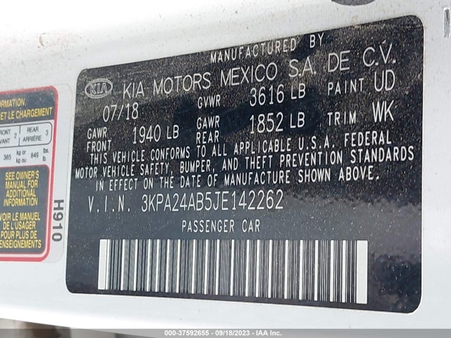 KIA RIO S 2018 3KPA24AB5JE142262 Image 9
