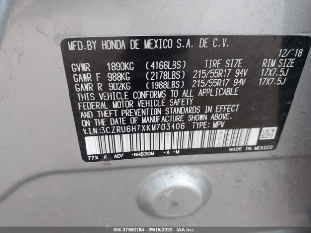 3CZRU6H7XKM703406 Honda Hr-v Ex-l