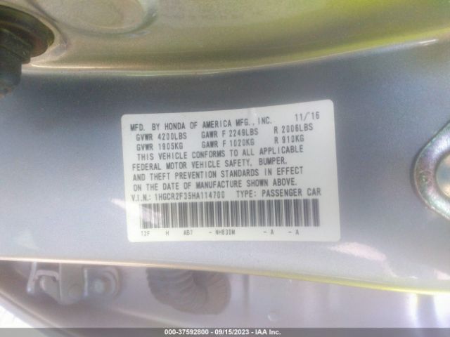1HGCR2F35HA114700 Honda Accord Sedan Lx