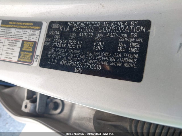 KIA SOUL + 2014 KNDJP3A57E7735018 Image 9