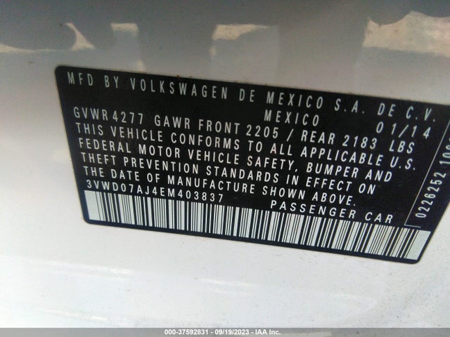 3VWD07AJ4EM403837 Volkswagen Jetta Sedan Se