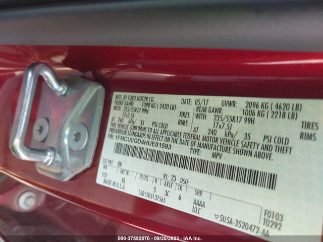 Ford ESCAPE SE 2017 1FMCU0GD4HUE01593 Image 9