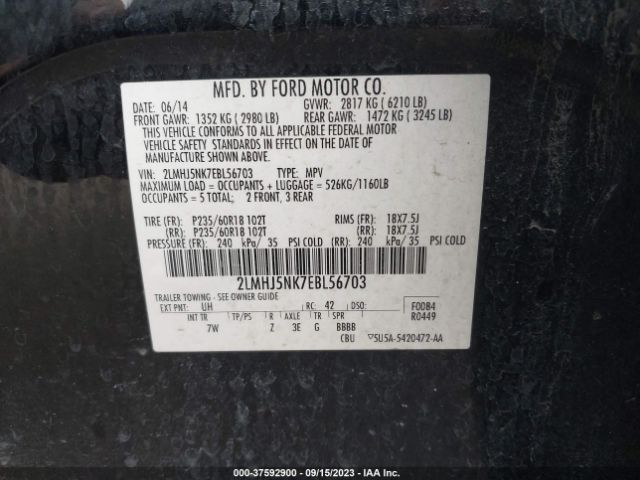 2LMHJ5NK7EBL56703 Lincoln MKT
