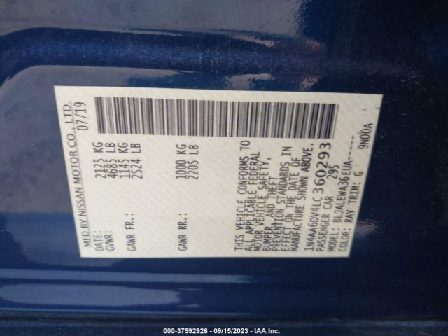 1N4AA6DV4LC360293 Nissan MAXIMA SL