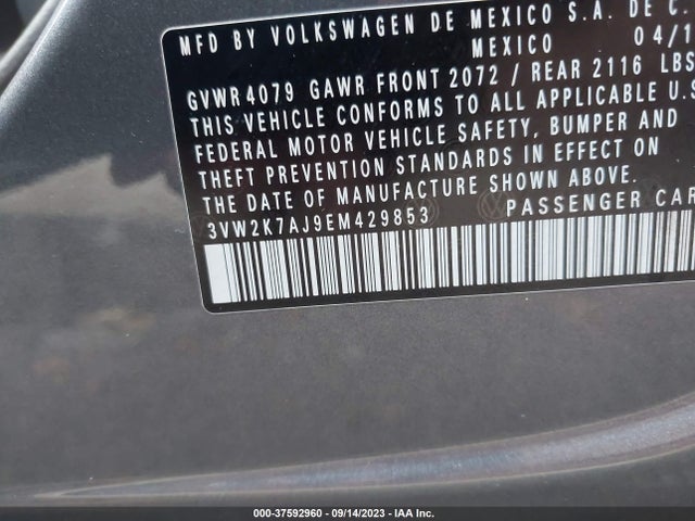 3VW2K7AJ9EM429853 Volkswagen Jetta Sedan S