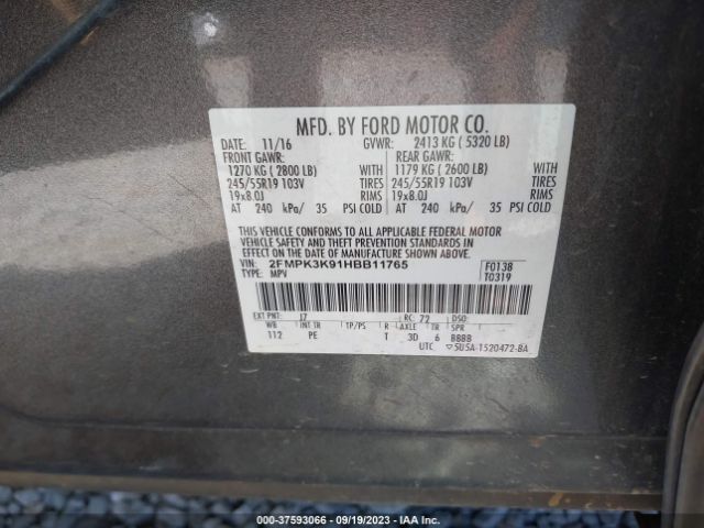 2FMPK3K91HBB11765 Ford Edge Titanium