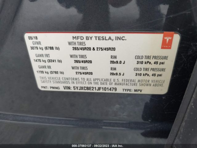 5YJXCBE21JF101479 Tesla Model X 75d/100d/p100d