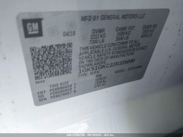 1GKS1GKC2JR335090 GMC Yukon Xl Slt