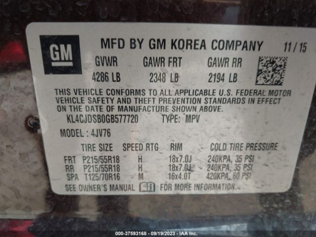 KL4CJDSB0GB577720 Buick Encore Premium