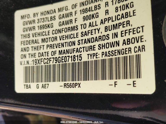 Honda CIVIC EX 2016 19XFC2F79GE071815 Image 9