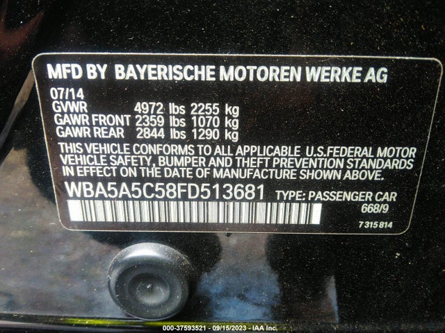 BMW 528I 2015 WBA5A5C58FD513681 Image 9