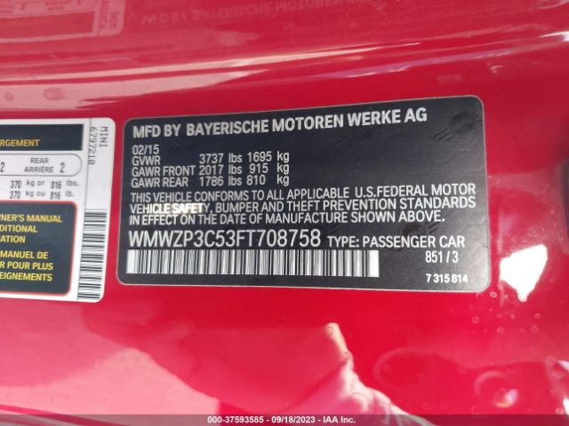 WMWZP3C53FT708758 Mini Cooper Convertible S