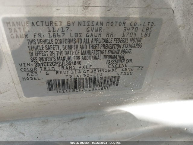 Nissan Versa Note Sv 2018 3N1CE2CP2JL361840 Image 9