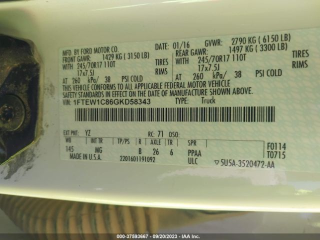 1FTEW1C86GKD58343 Ford F-150 Xlt/xl