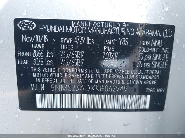 Hyundai Santa Fe Se 2019 5NMS23ADXKH062949 Image 16