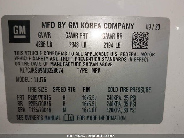 Chevrolet TRAX LS 2021 KL7CJKSB9MB328674 Image 9