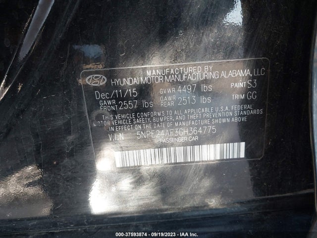 Hyundai Sonata 2.4l Se 2016 5NPE24AF3GH364775 Image 9