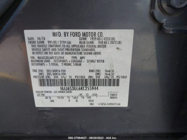 2019 FORD ECOSPORT MAJ6S3GL6KC255944 Photo 8