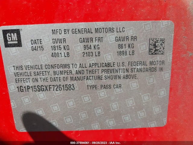 2015 CHEVROLET CRUZE L VIN: 1G1P15SGXF7261583