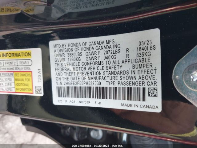 2HGFE2F55PH537030 Honda Civic Sport