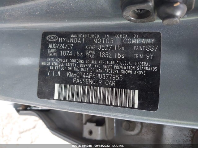 Hyundai ACCENT SE 2017 KMHCT4AE6HU377955 Image 9