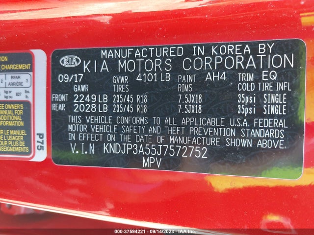 KIA SOUL + 2018 KNDJP3A55J7572752 Image 9