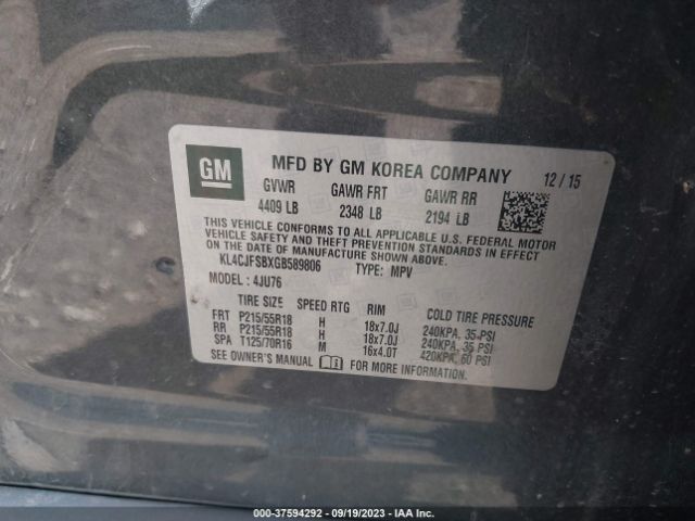 KL4CJFSBXGB589806 Buick Encore Convenience