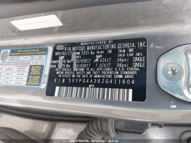 5XYPG4A36JG411604 KIA SORENTO LX