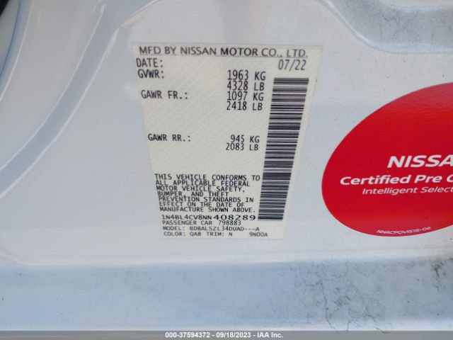 1N4BL4CV8NN408289 Nissan Altima 2.5 Sr