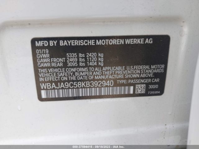WBAJA9C58KB392940 BMW 5 Series 530e Iperformance