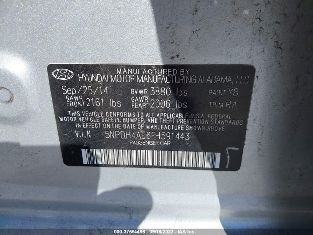 Hyundai ELANTRA SE 2015 5NPDH4AE6FH591443 Image 10