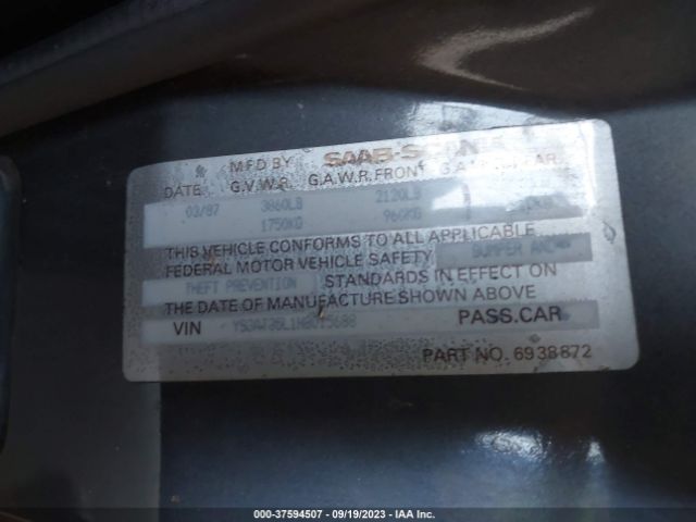 1987 SAAB 900 YS3AT35L1H3015688 Photo 8