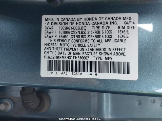 Honda CR-V LX 2014 2HKRM3H31EH536607 Image 9