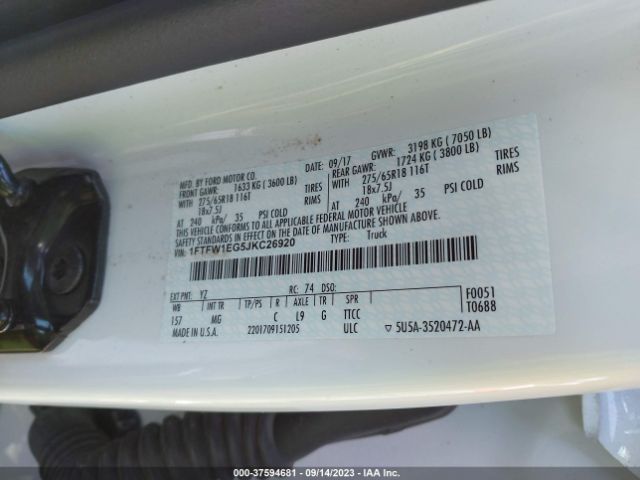 1FTFW1EG5JKC26920 Ford F-150 Xl/xlt/lariat