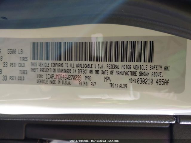 1C4PJMDB4GW270239 Jeep Cherokee Limited