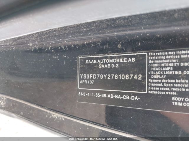 2007 SAAB 9-3 YS3FD79Y276106742 Photo 8