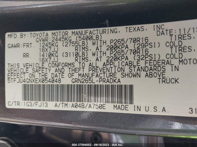 Toyota Tacoma Prerunner 2014 5TFJU4GNXEX054048 Image 9