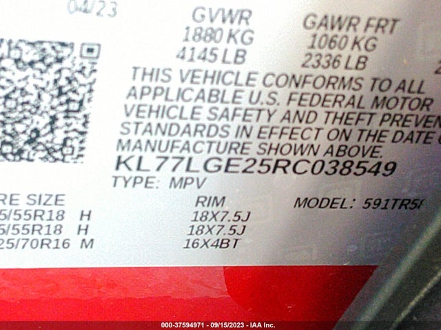 Chevrolet Trax 1rs 2024 KL77LGE25RC038549 Image 9