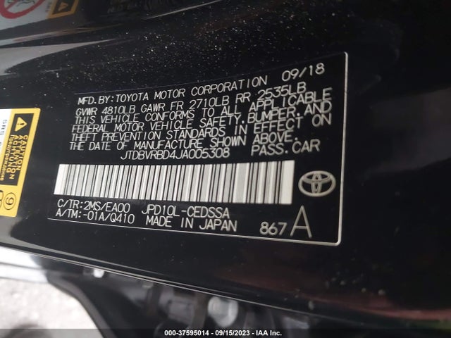 Toyota Mirai 2018 JTDBVRBD4JA005308 Image 9