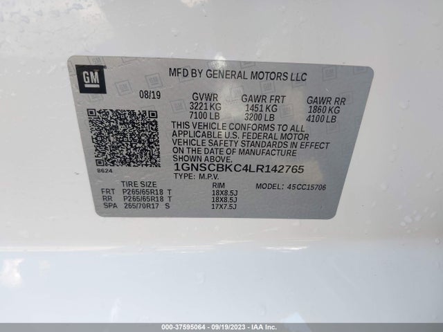 Chevrolet Tahoe Lt 2020 1GNSCBKC4LR142765 Image 9
